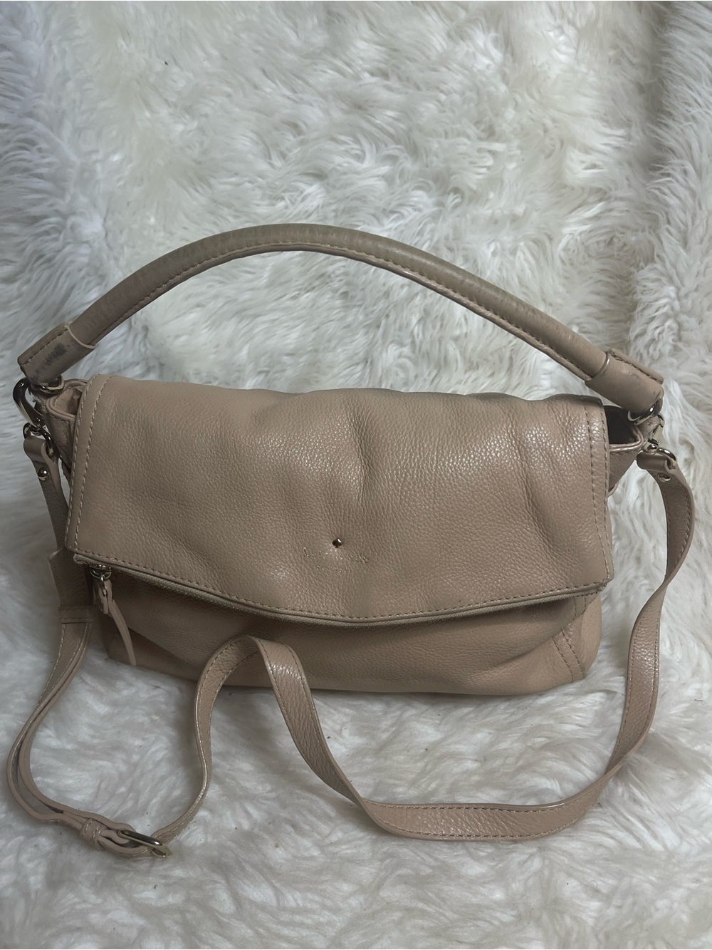 Kate Spade Cobble stone Minks leather Beige Shoulder/Crossbody bag .